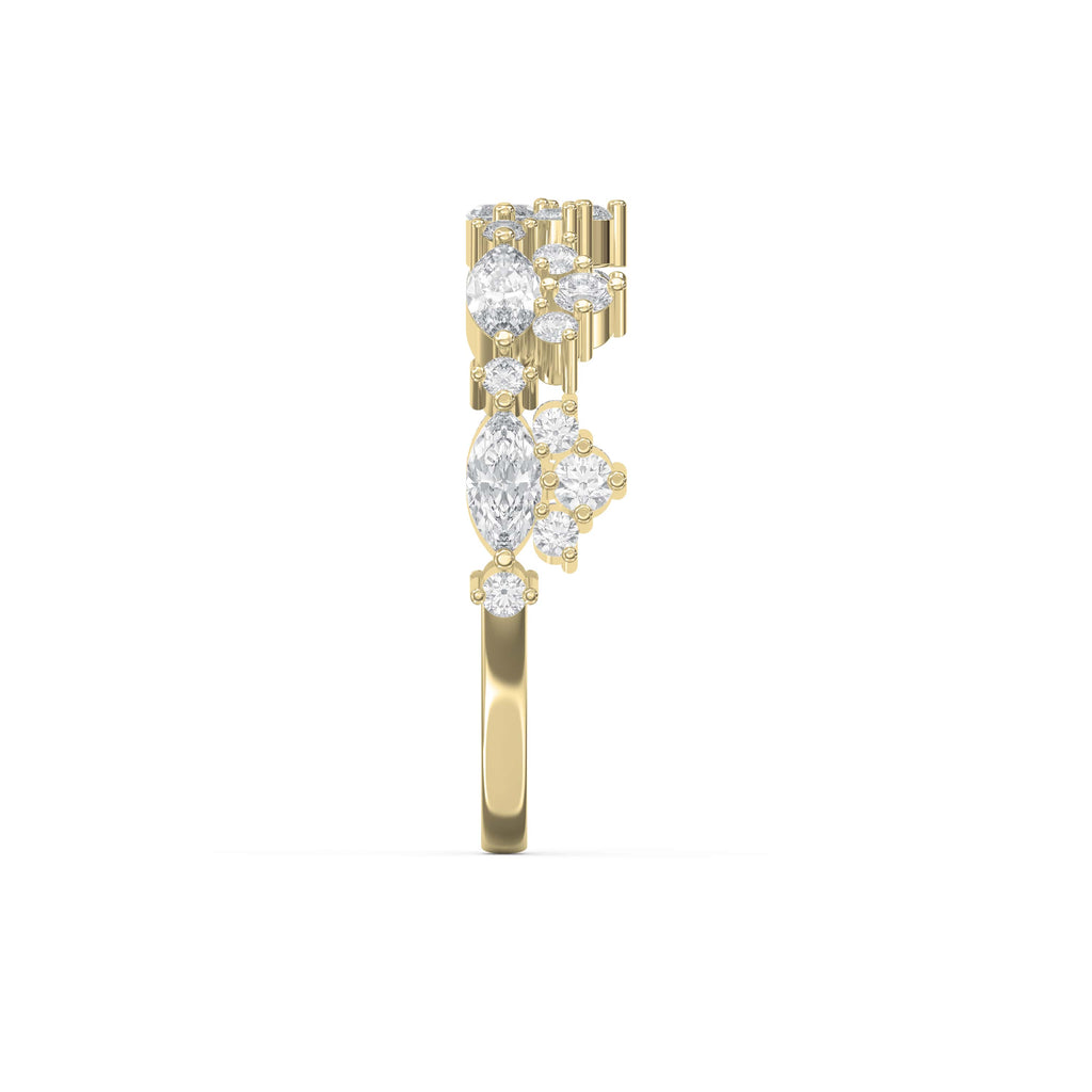 Marquise & Round Diamond Stackable Design Fashion Ring