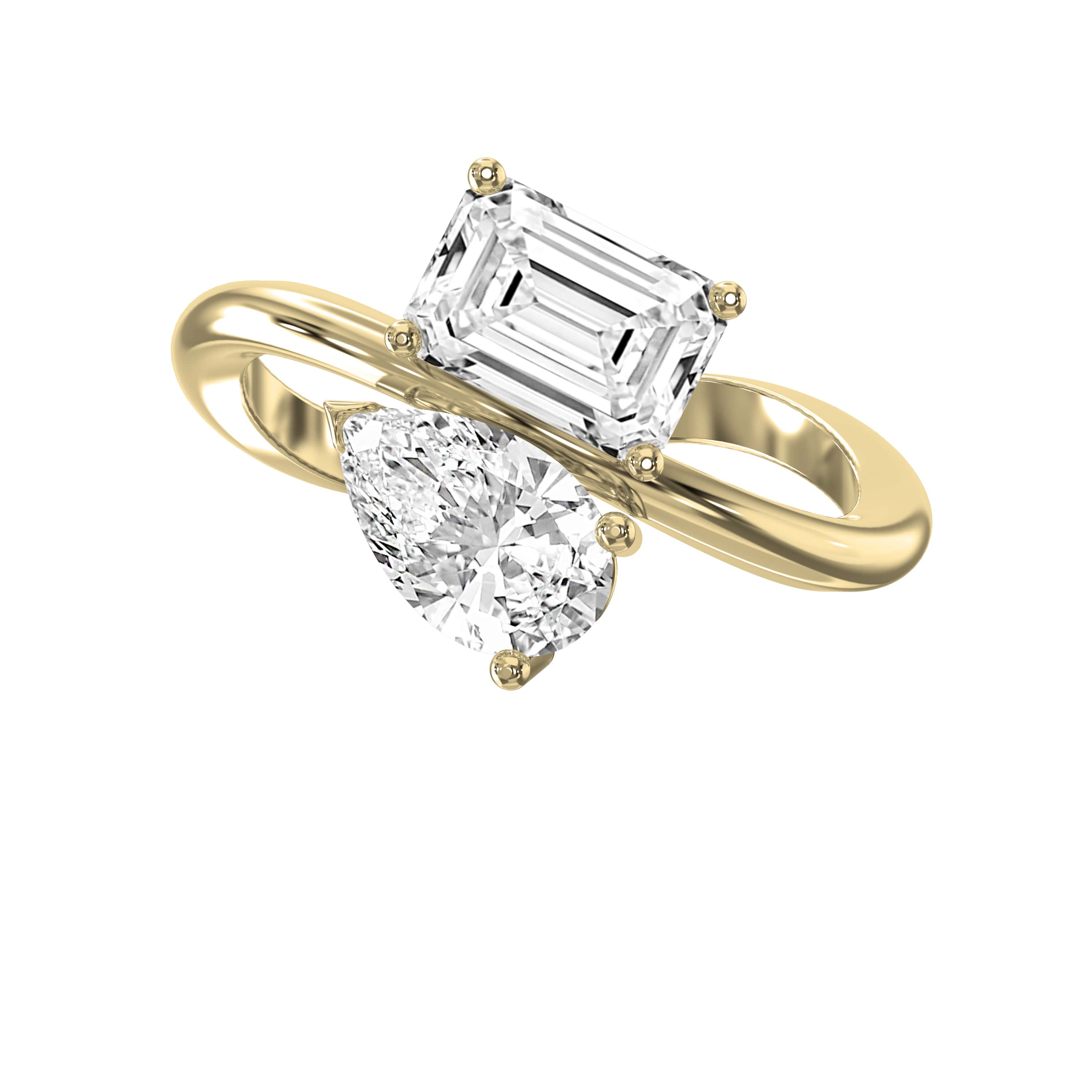 Toi et Moi Emerald and Pear Shape Diamonds Fashion Ring
