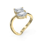Toi et Moi Emerald and Pear Shape Diamonds Fashion Ring