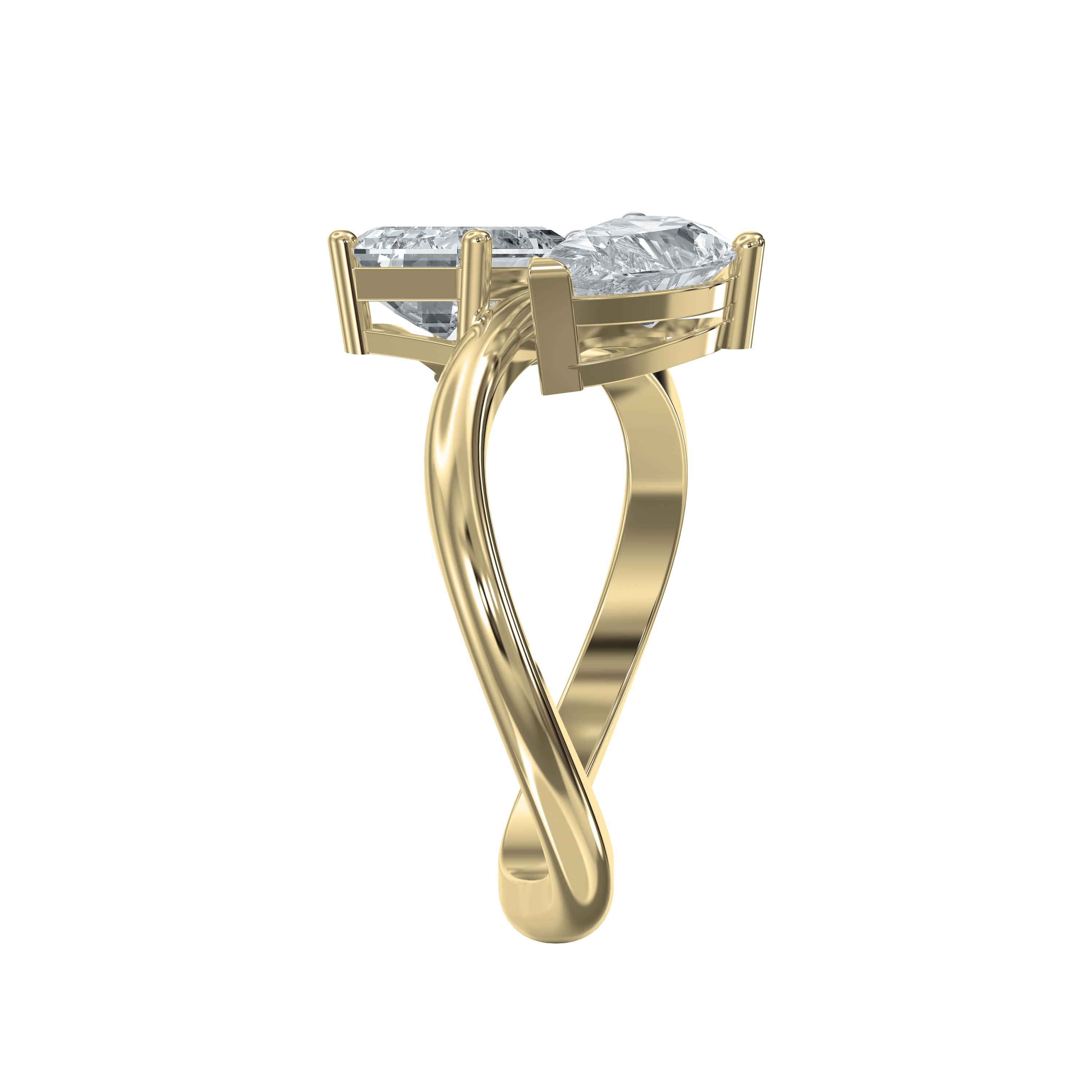 Toi et Moi Emerald and Pear Shape Diamonds Fashion Ring