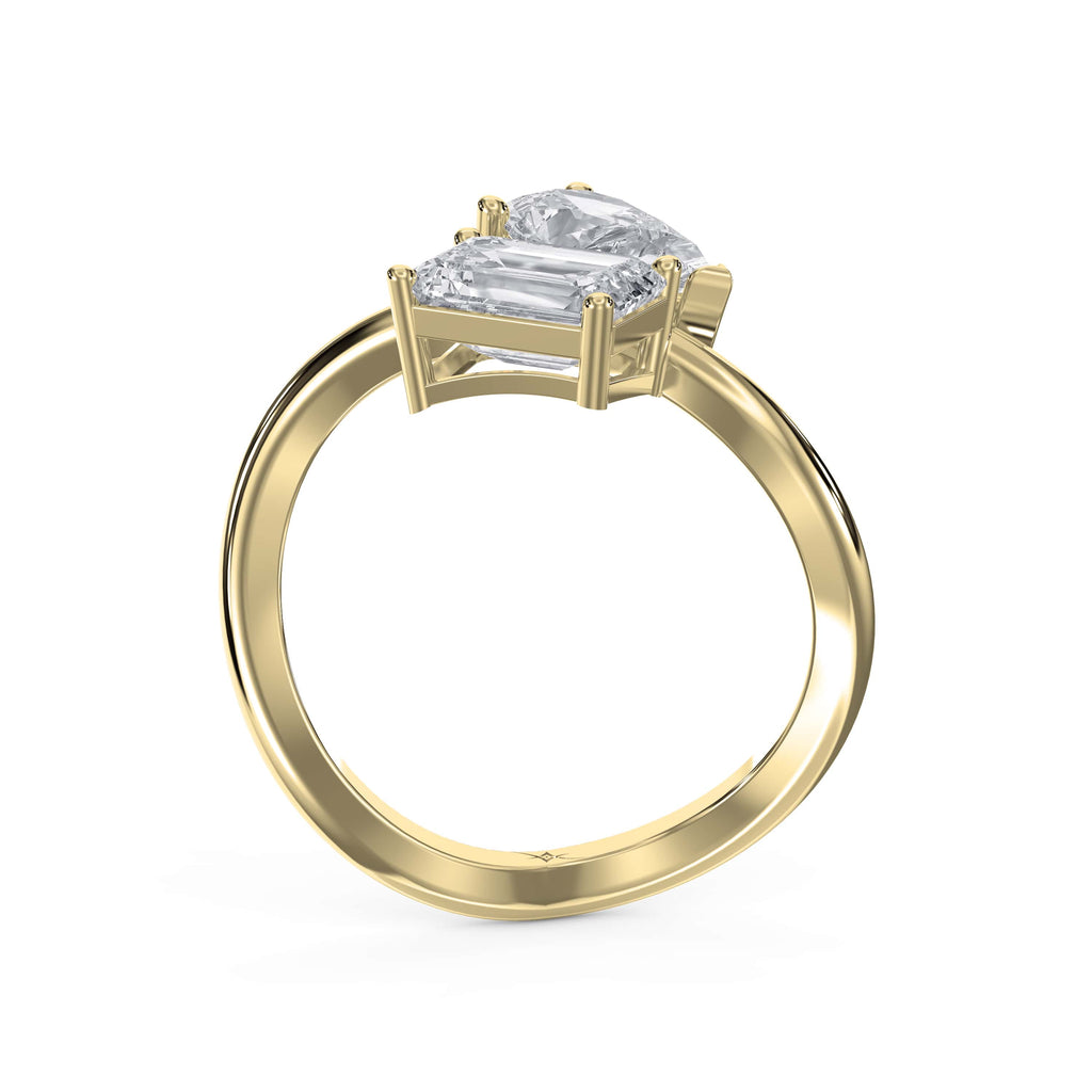 Toi et Moi Emerald and Pear Shape Diamonds Fashion Ring
