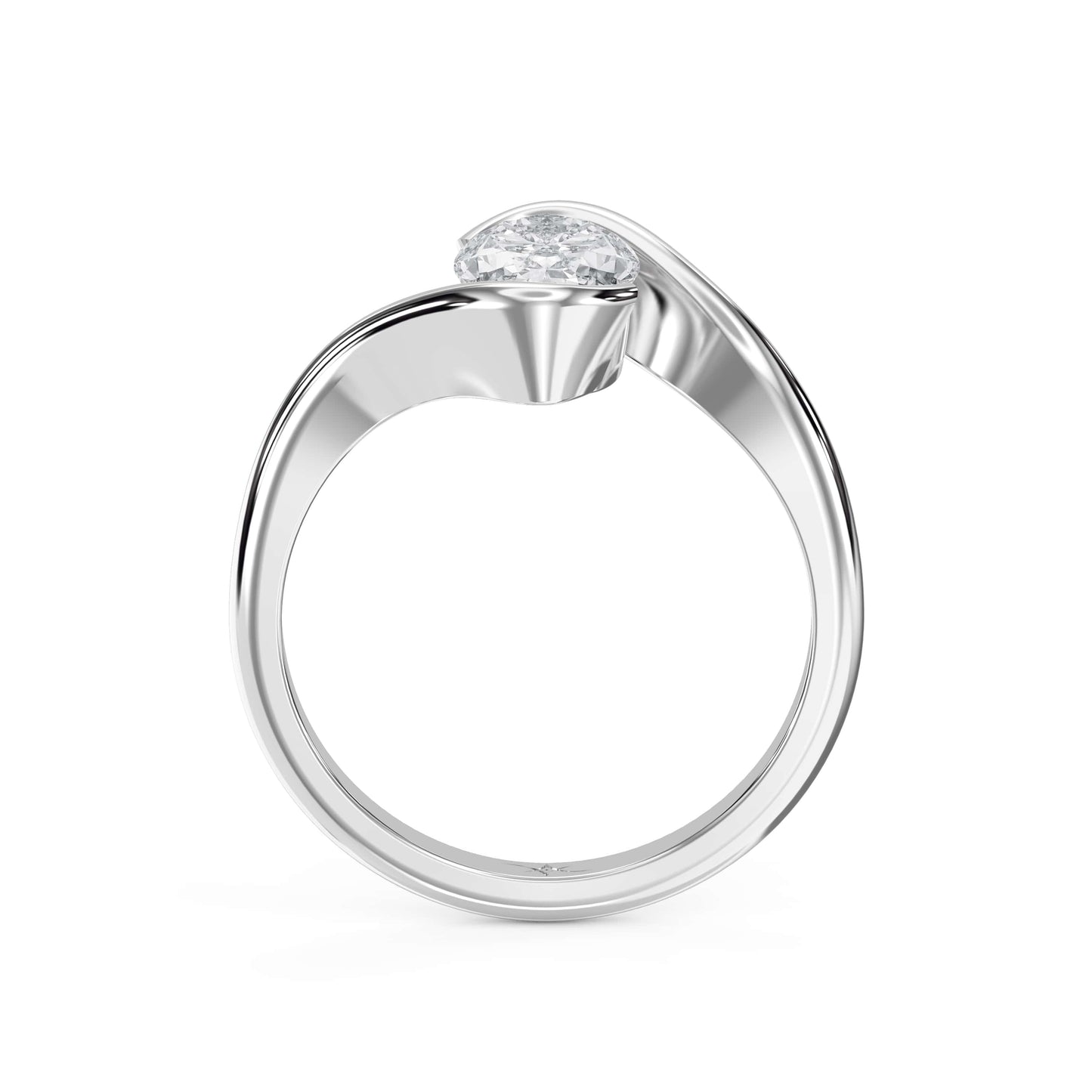 Modern Twist Bypass Design Oval Diamond Solitaire Ring