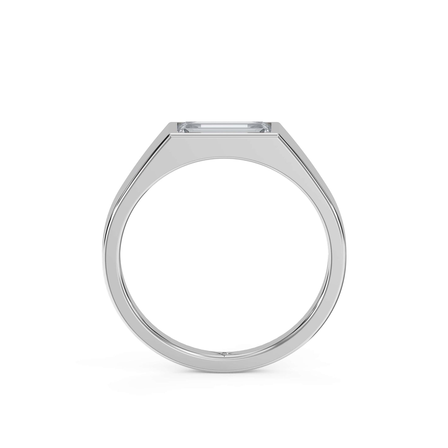 Bar Channel Setting Emerald Shape Diamond Solitaire Ring