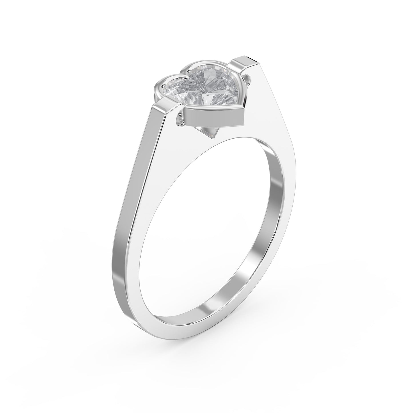 Elegant Heart-Shaped Solitaire Diamond Ring