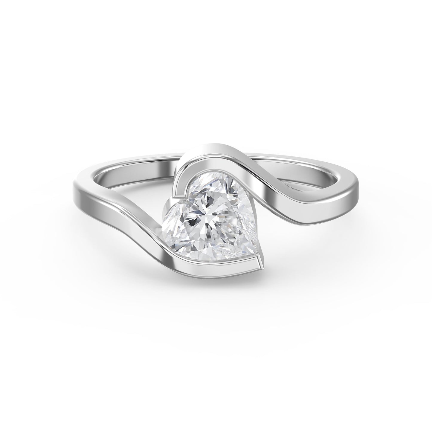 Modern Geometric Diamond Solitaire Engagement Ring
