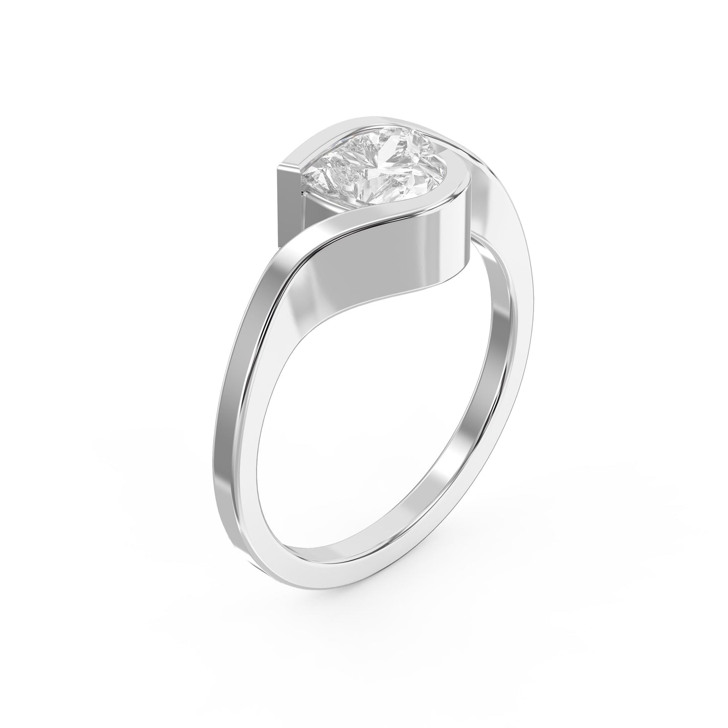 Modern Geometric Diamond Solitaire Engagement Ring