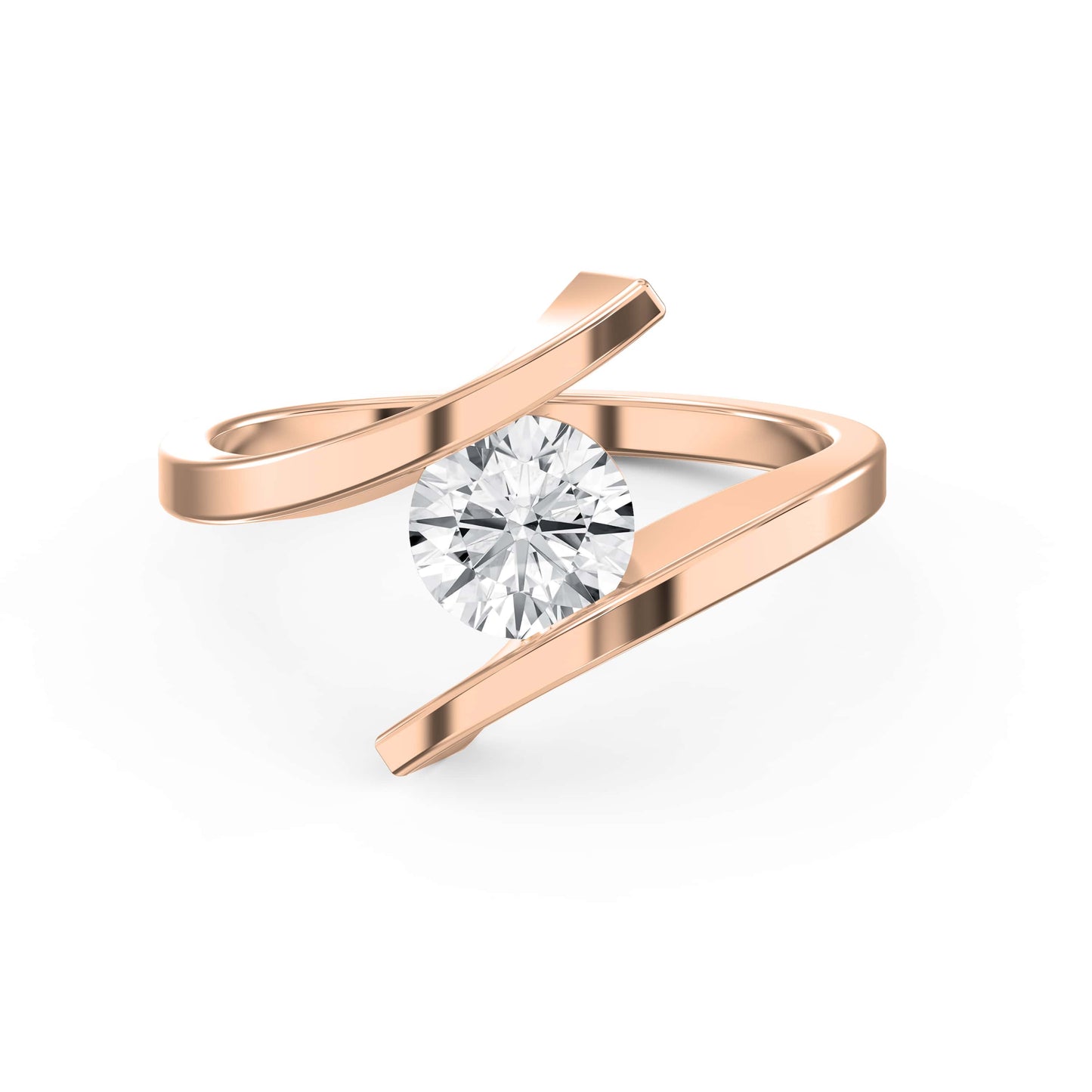 Contemporary Twisted Bypass Diamond Ring