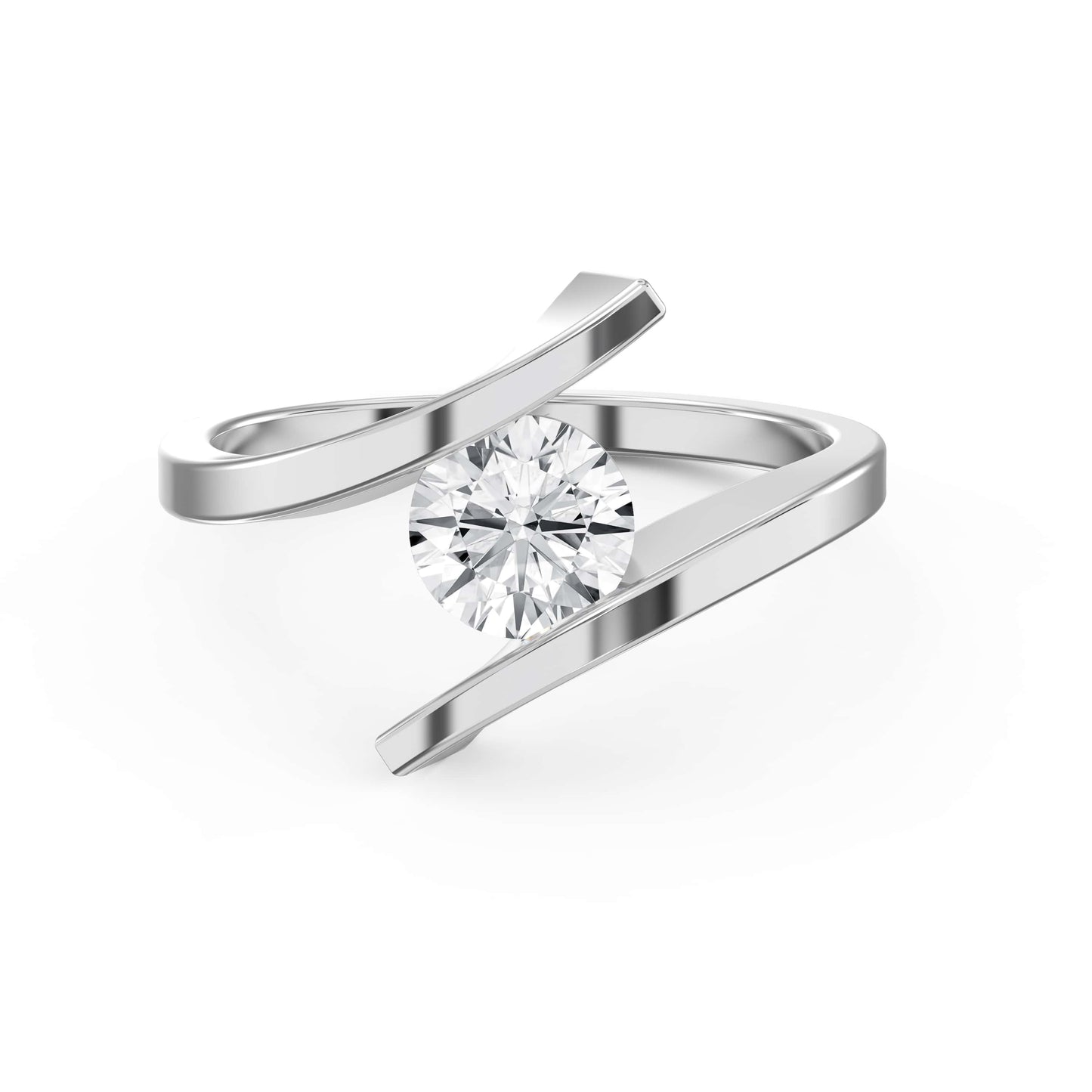 Contemporary Twisted Bypass Diamond Ring