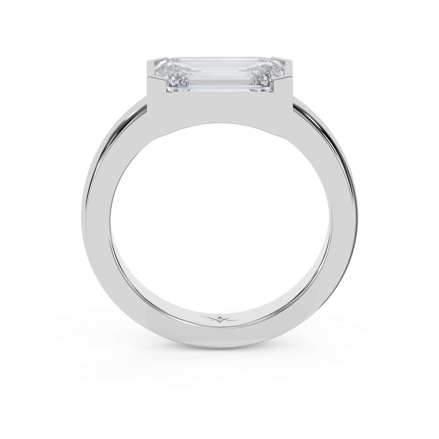 Bar Channel Setting Emerald Shape Diamond Solitaire Ring