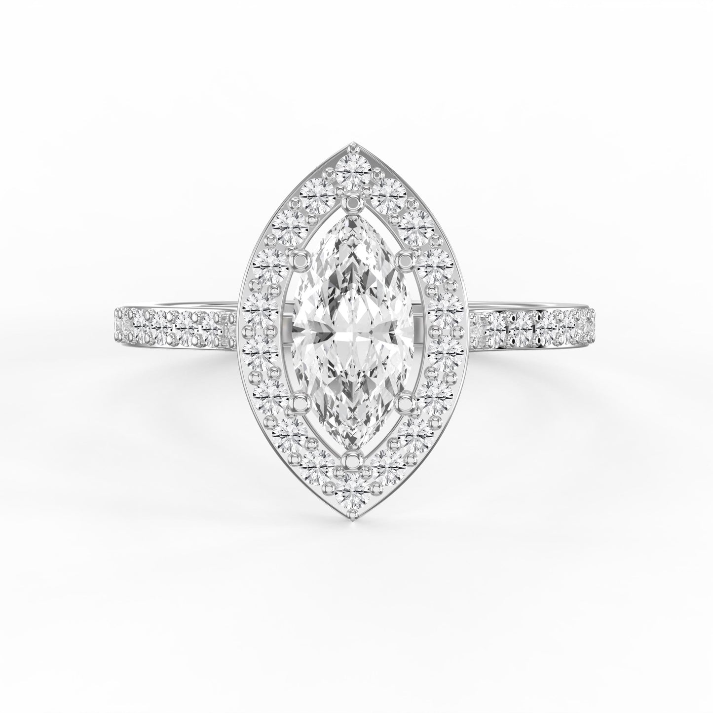 Marquise cut diamond Side Stone Engagement ring
