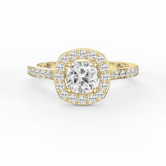 Elegant Cushion diamond Side Stone engagement ring