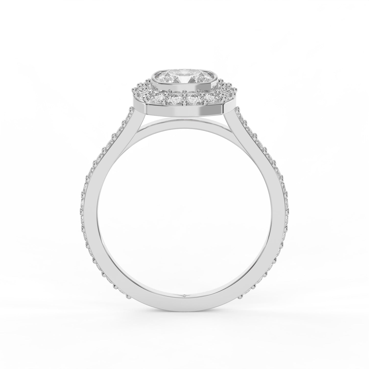 Cushion Shape Round Brilliant Side Stone Engagement Ring