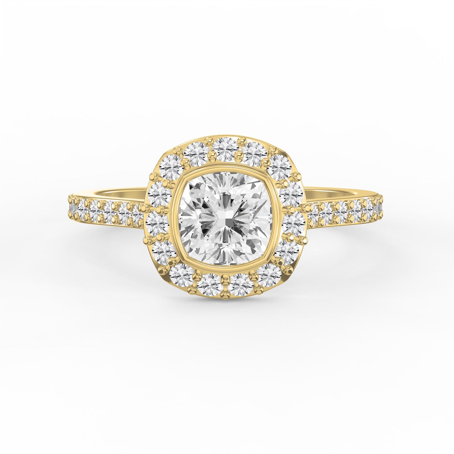 Cushion Shape Round Brilliant Side Stone Engagement Ring
