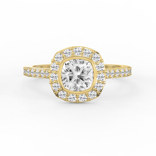 Cushion Shape Round Brilliant Side Stone Engagement Ring