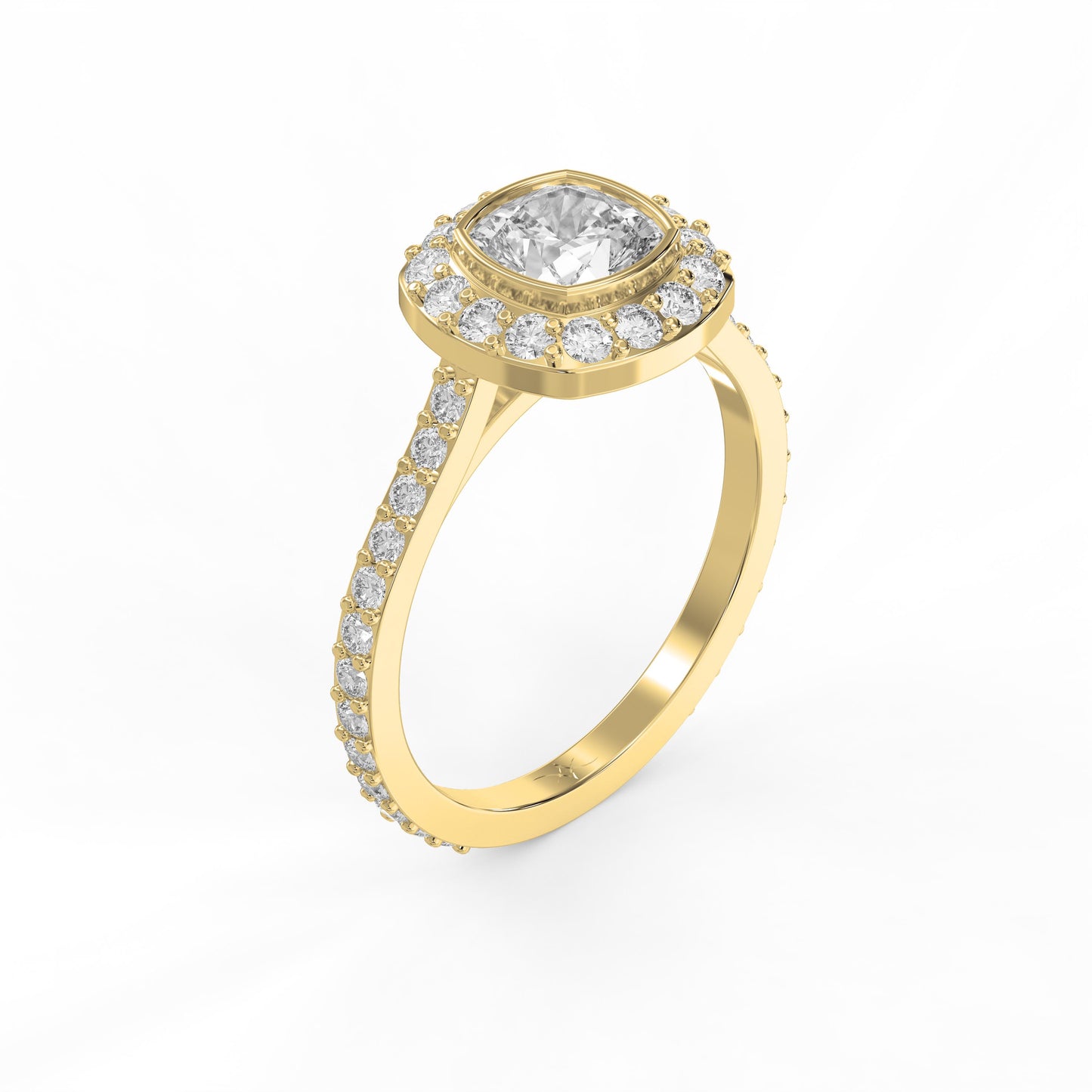 Cushion Shape Round Brilliant Side Stone Engagement Ring