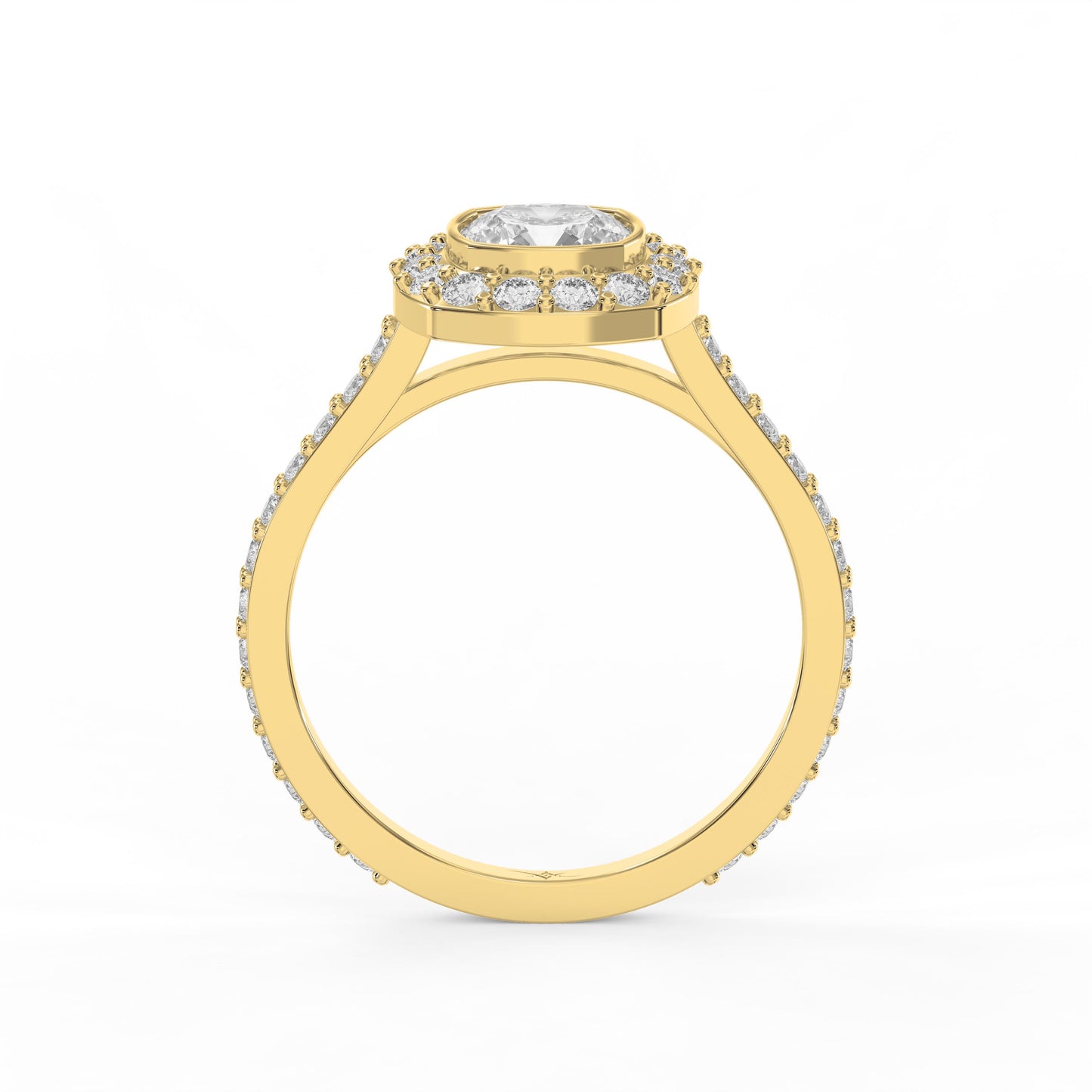 Cushion Shape Round Brilliant Side Stone Engagement Ring