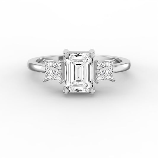 The Axis Trio Emerald Ring