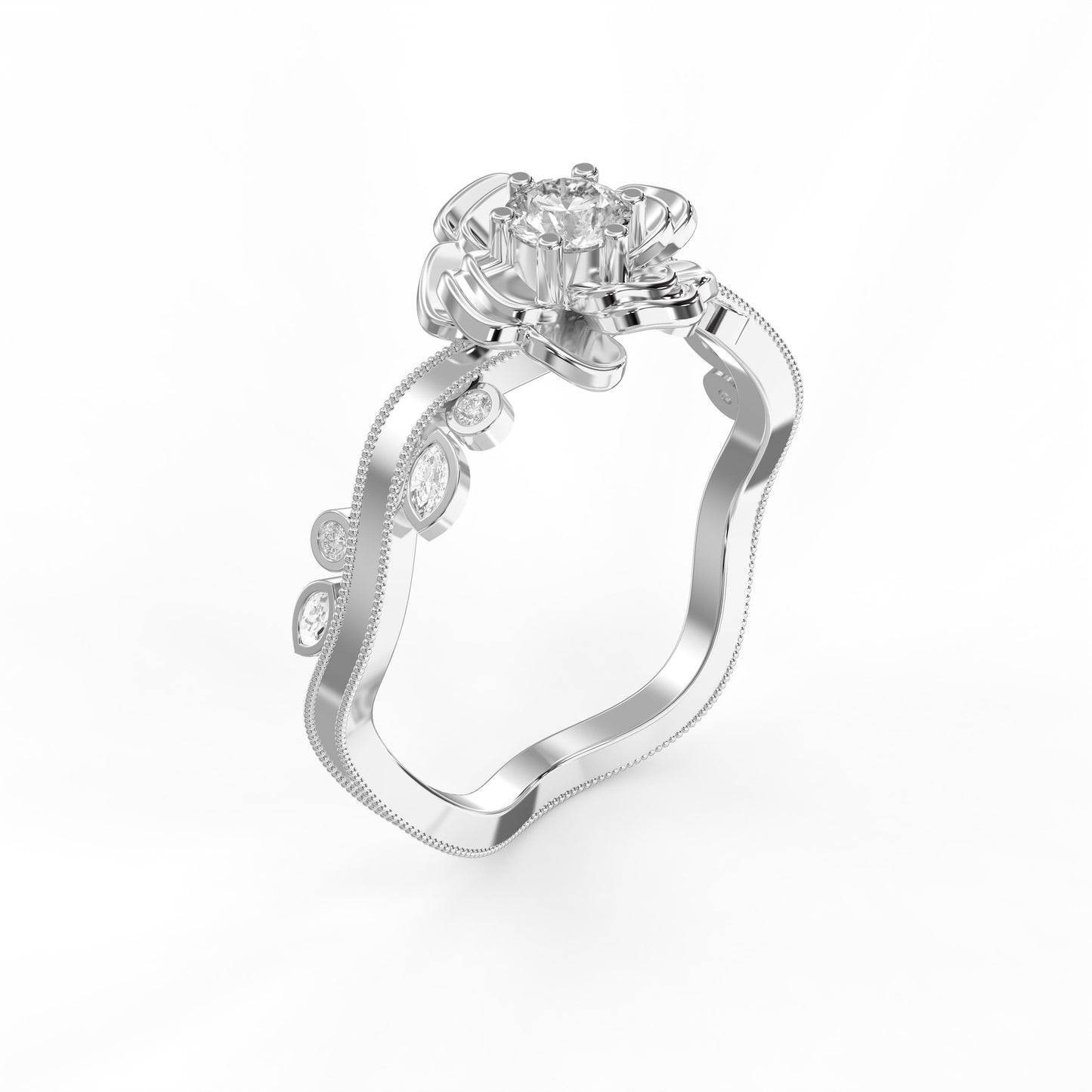 Custom Floral-Inspired Diamond Ring