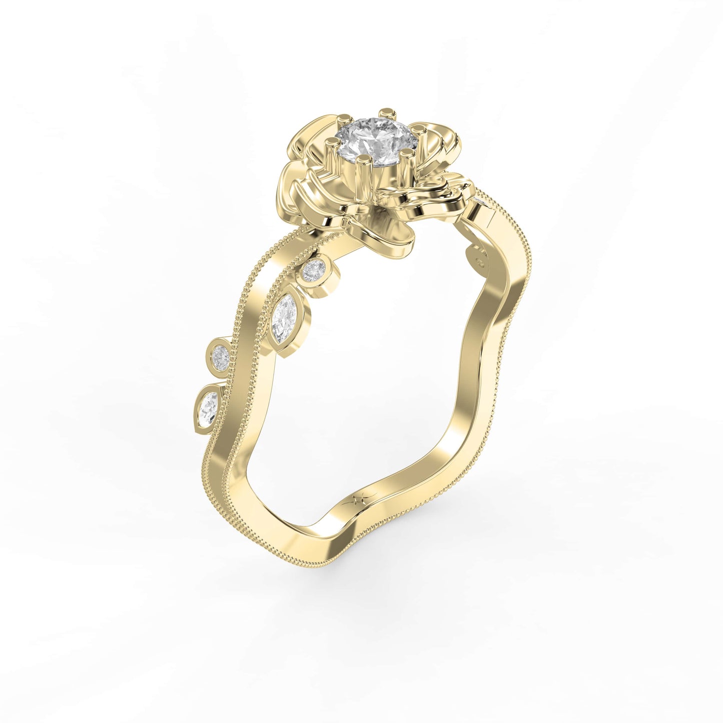 Custom Floral-Inspired Diamond Ring