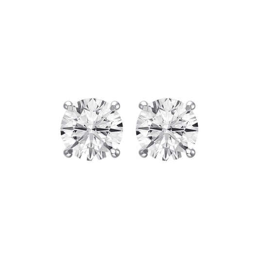4-Prong Round Diamond Stud Earring