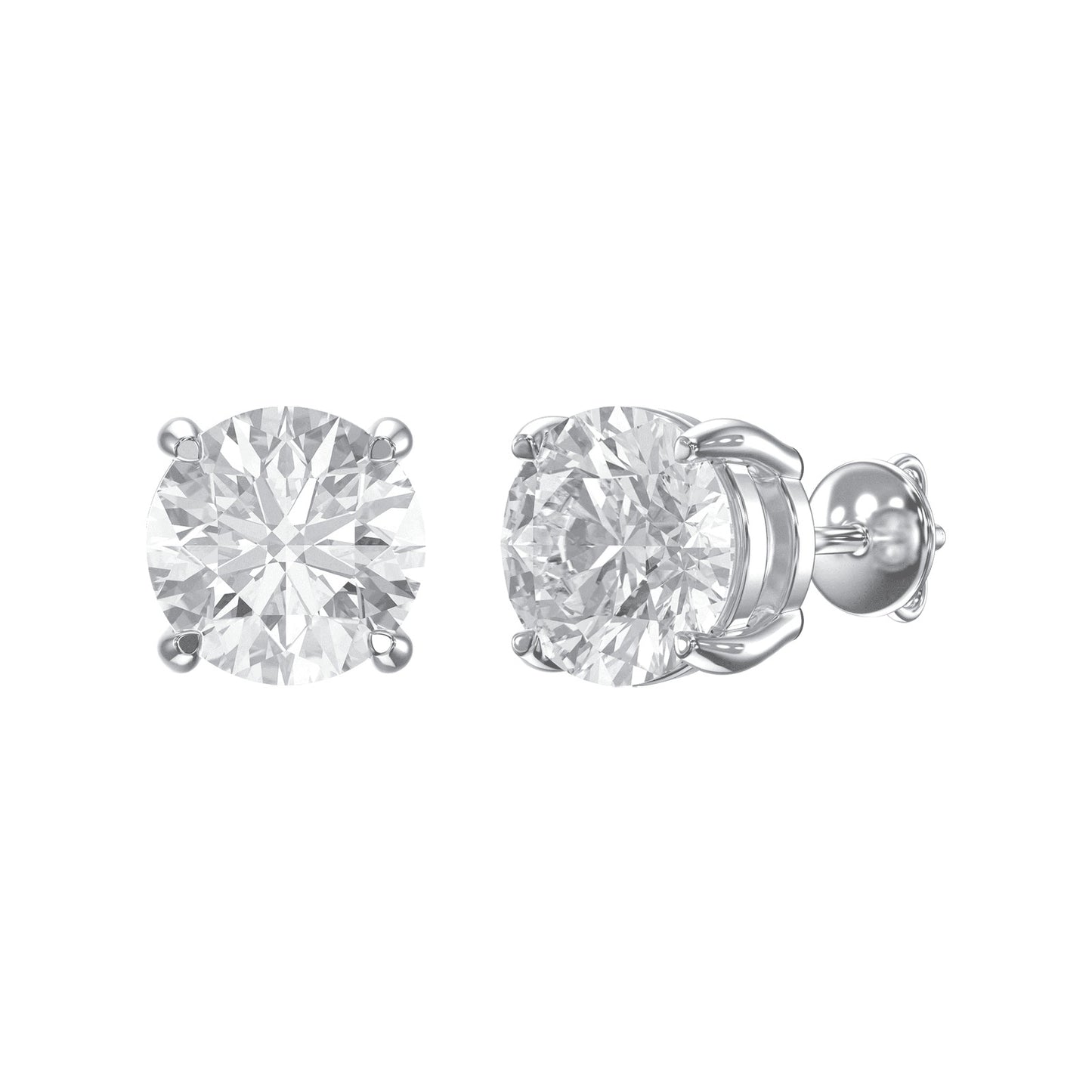 4-Prong Round Diamond Stud Earring