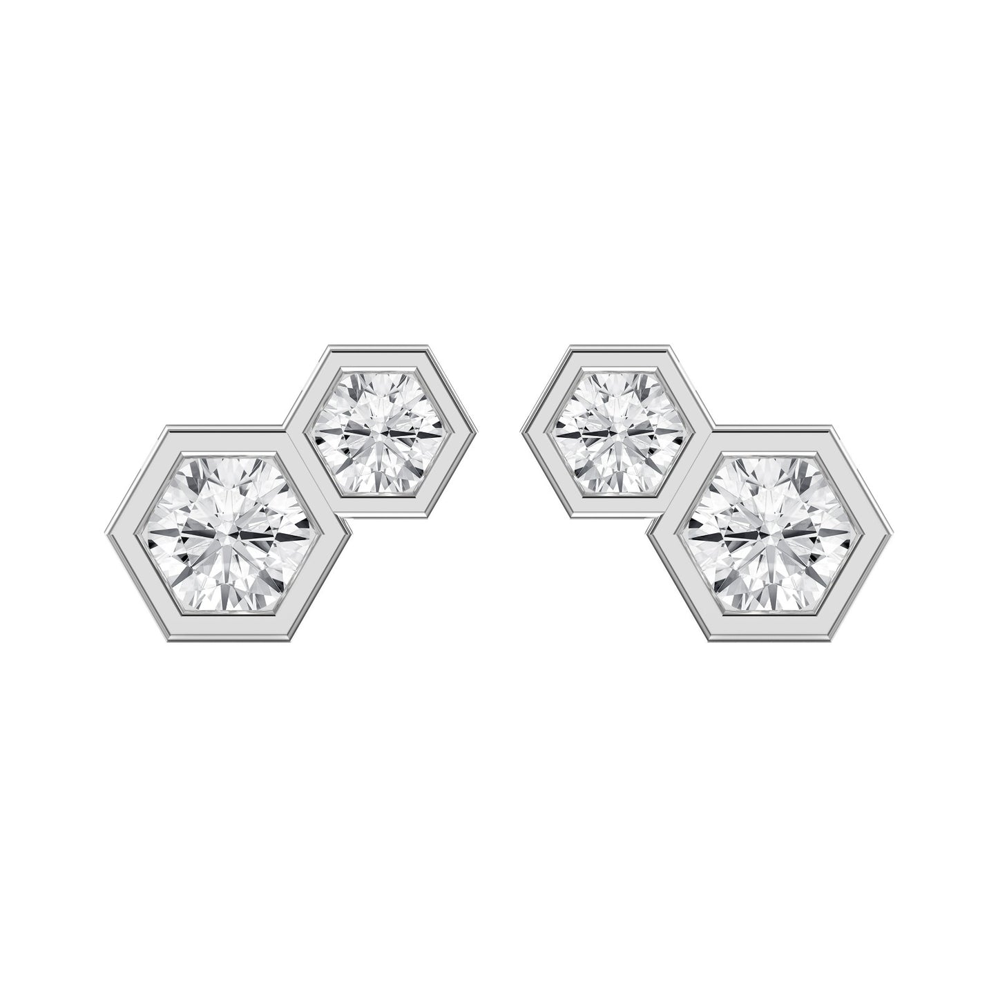 Honeycomb Hex Design Round Shape Earrings Studs