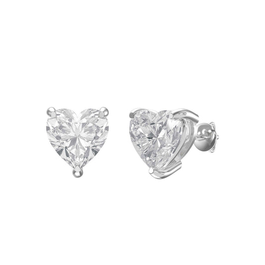 3-Prong Heart Cut Diamond Stud Earrings