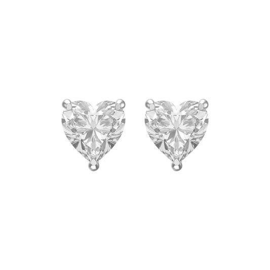 3-Prong Heart Cut Diamond Stud Earrings