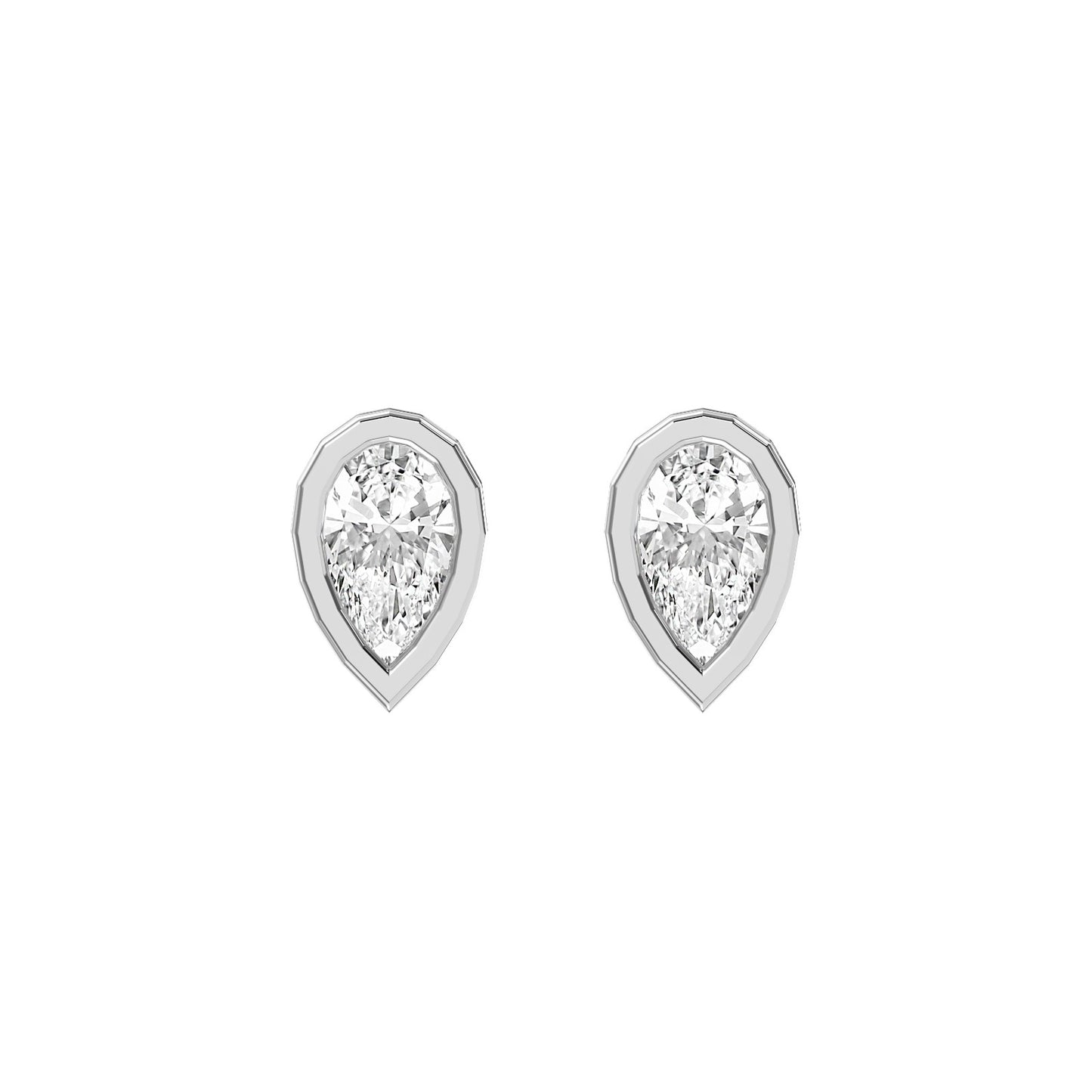 Bezel Bloom Pear Shape Earring Studs