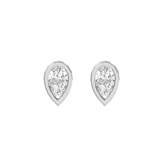 Bezel Bloom Pear Shape Earring Studs