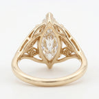 Solitaire Leaf Design Marquise Cut Diamond Engagement Ring
