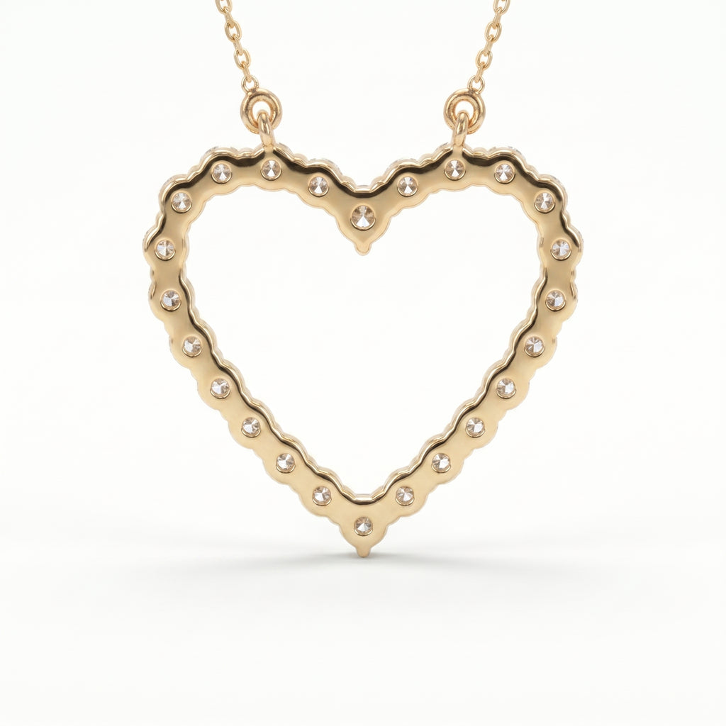 Classic Heart Shape Design Round Brilliant Diamond Pendant