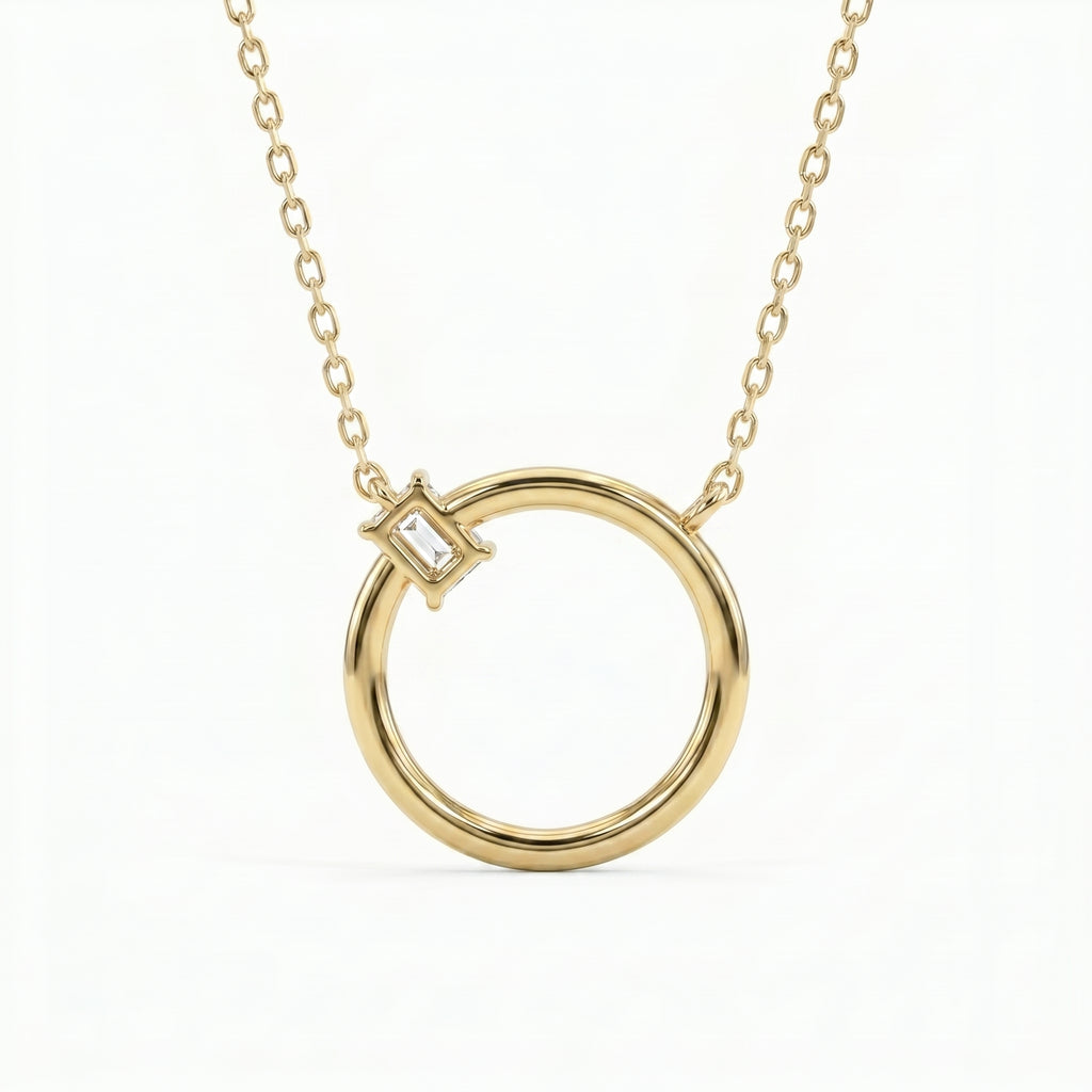 Circle Design Diamond Pendant Necklace