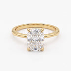 Elongated Long Cushion Cut Lab Diamond Engagement Ring