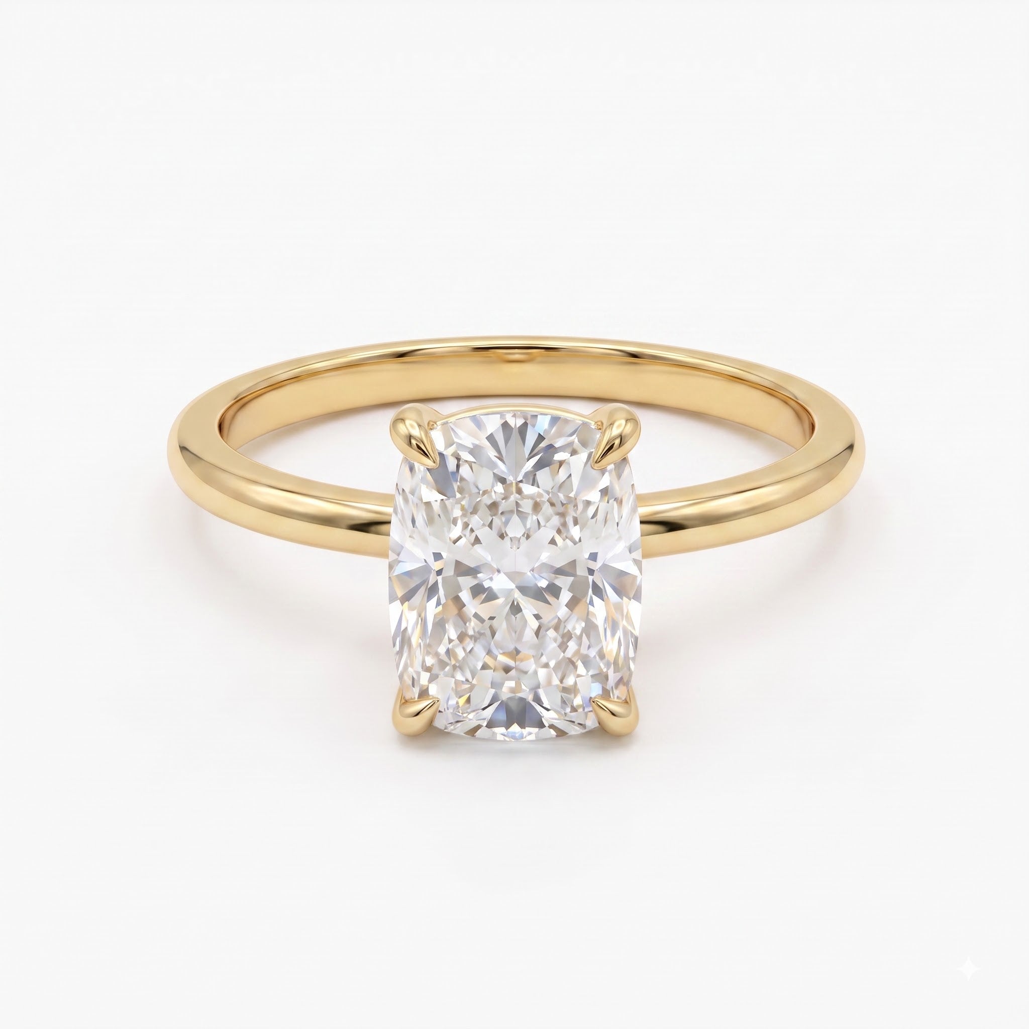 Elongated Long Cushion Cut Lab Diamond Engagement Ring
