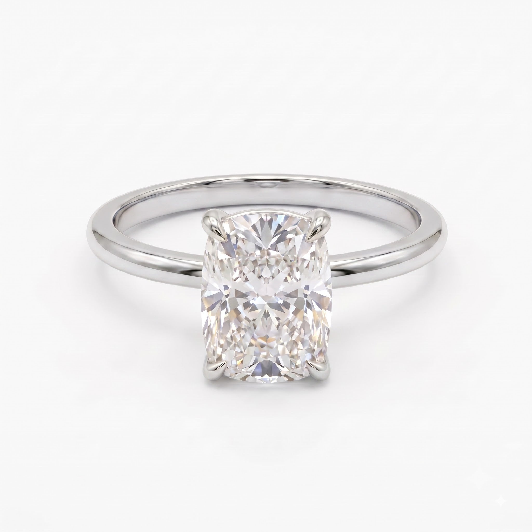 Elongated Long Cushion Cut Lab Diamond Engagement Ring