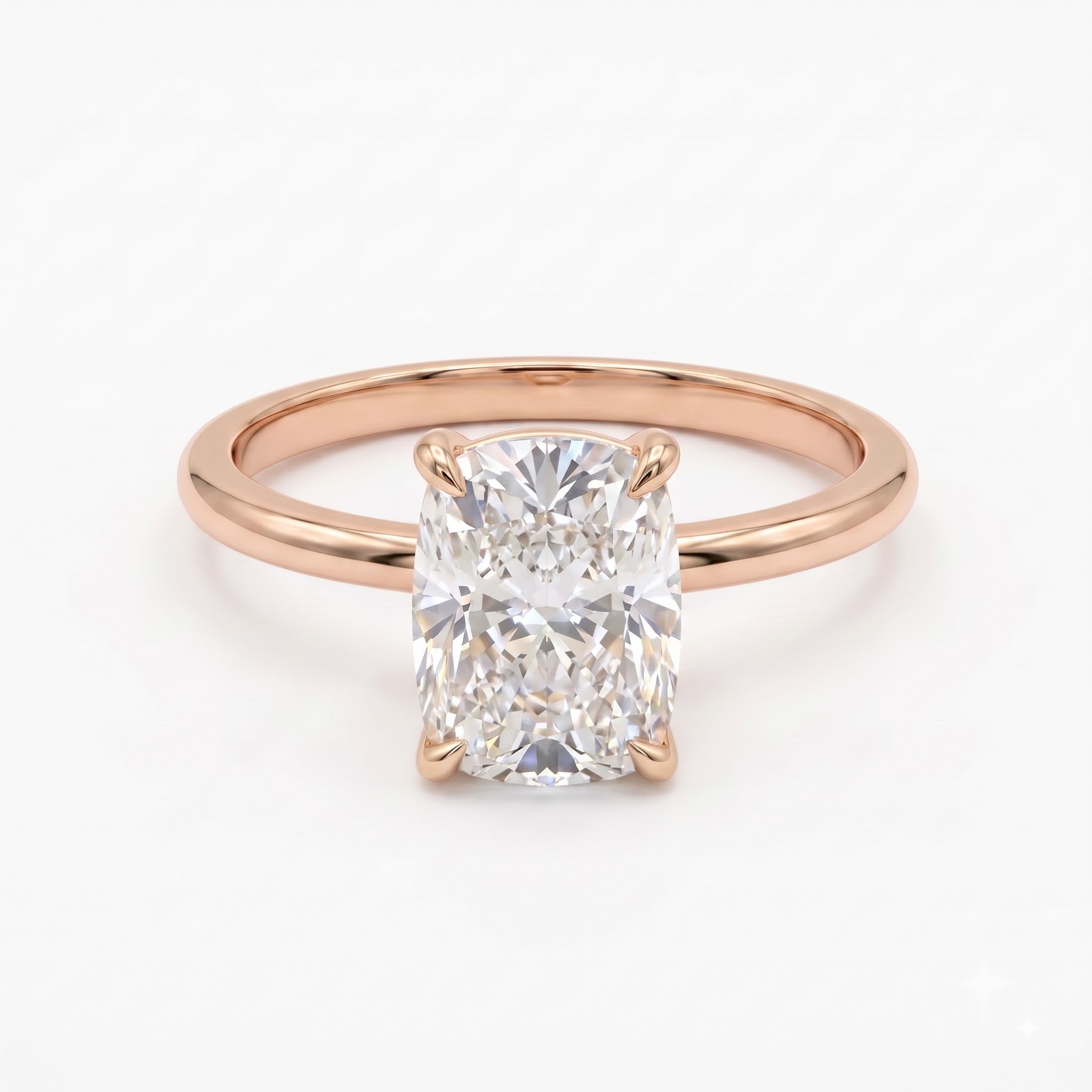 Elongated Long Cushion Cut Lab Diamond Engagement Ring