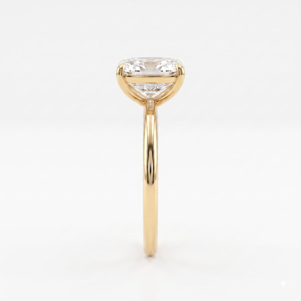 Elongated Long Cushion Cut Lab Diamond Engagement Ring