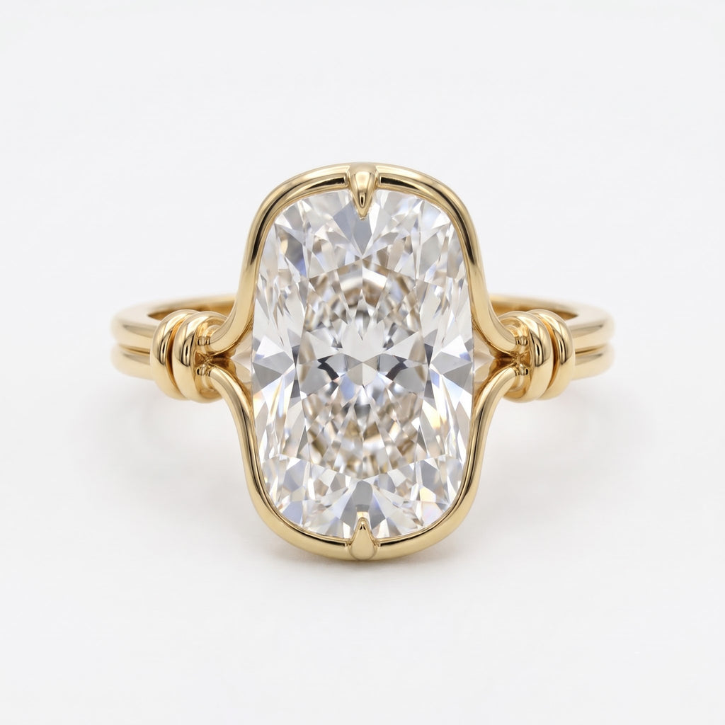 Luxury Celestia Timeless long Cushion Cut Diamond Solitaire Ring