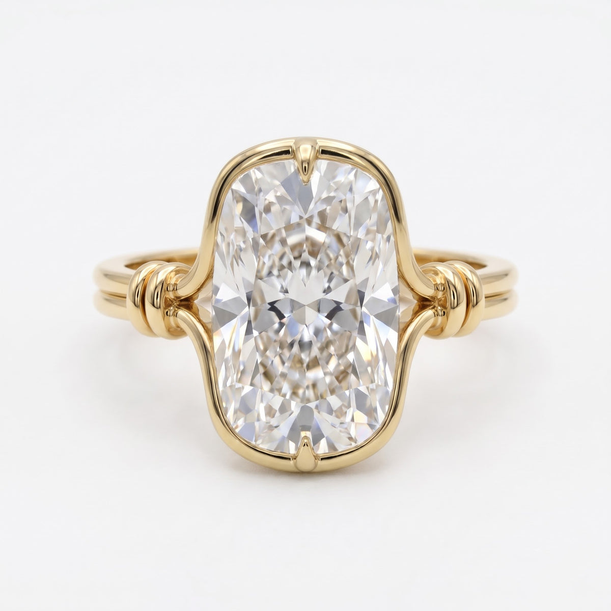 Luxury Celestia Timeless long Cushion Cut Diamond Solitaire Ring