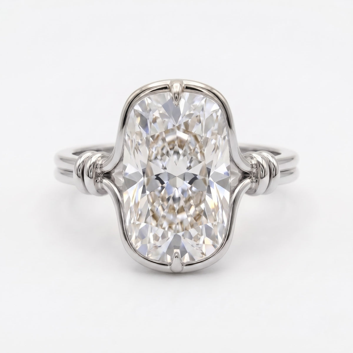 Luxury Celestia Timeless long Cushion Cut Diamond Solitaire Ring