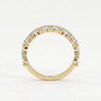 Diamond crown eternity band in yellow gold featuring marquise and round diamonds on a clean white background