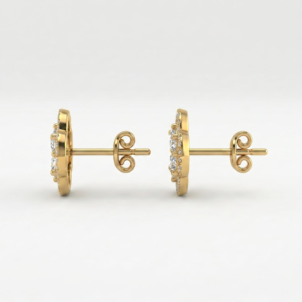 Luxury floral diamond earrings presented in elegant jewelry gift box with premium packaging detail