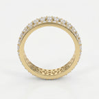 Luxury diamond eternity band with round brilliant diamonds in premium gold setting on clean white background