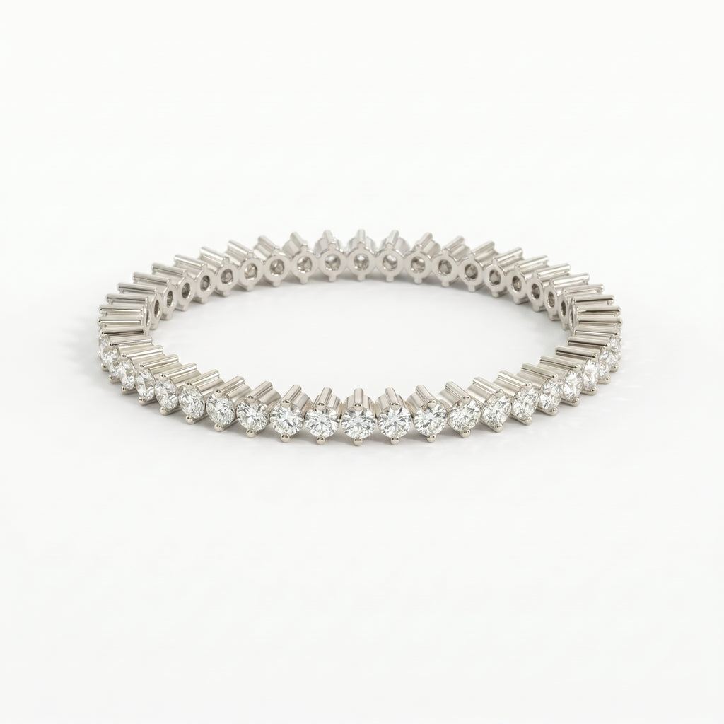 Front view of diamond eternity wedding band featuring round brilliant diamonds in a full eternity setting