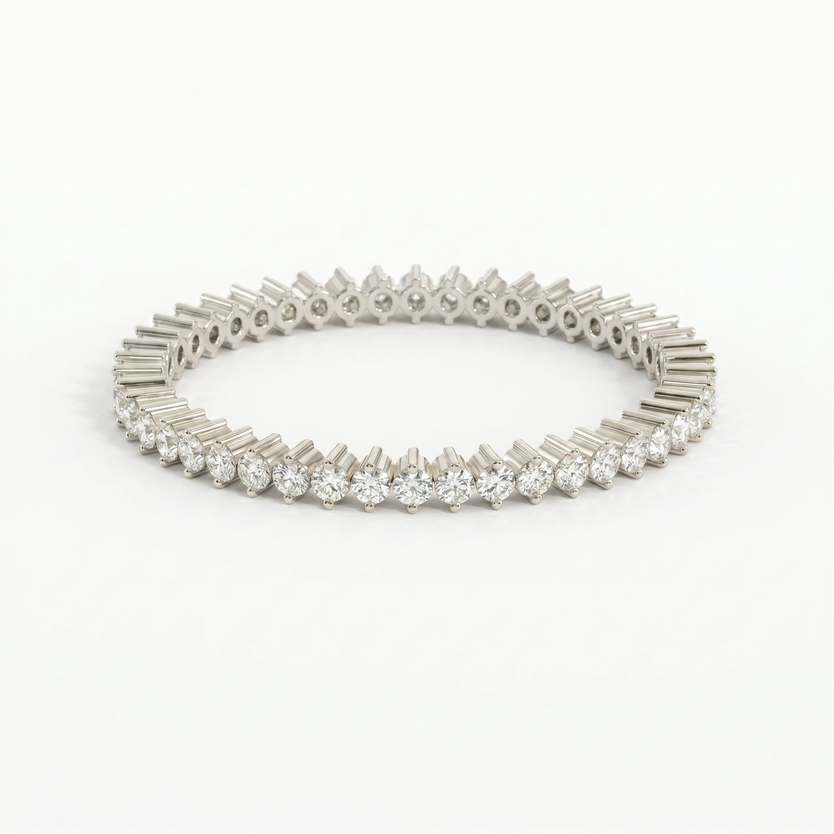 Front view of diamond eternity wedding band featuring round brilliant diamonds in a full eternity setting