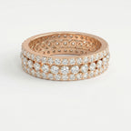 Front view of diamond eternity ring featuring multiple rows of round brilliant diamonds and premium craftsmanship
