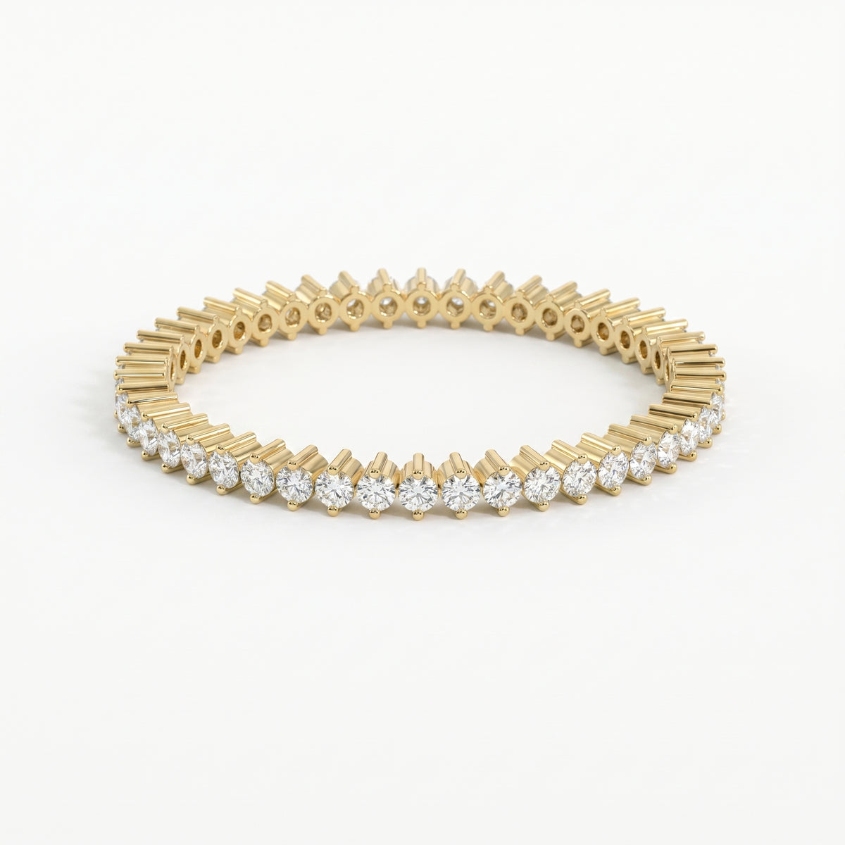 Yellow gold diamond eternity ring with round brilliant diamonds, luxury stackable wedding and anniversary band