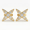 Side profile of diamond star stud earrings featuring secure post backing and polished fine jewelry finish