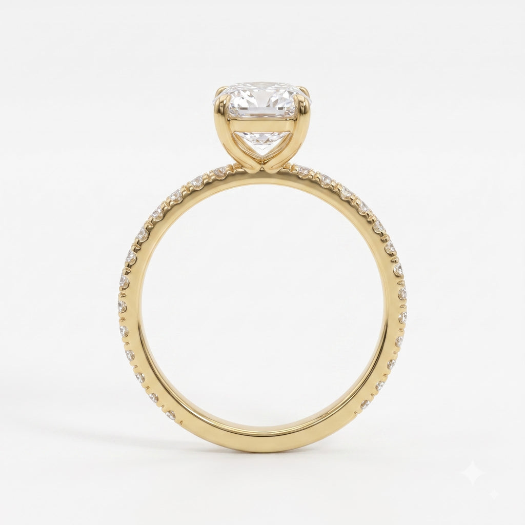Elongated Radiant Cut Lab Diamond Engagement Ring
